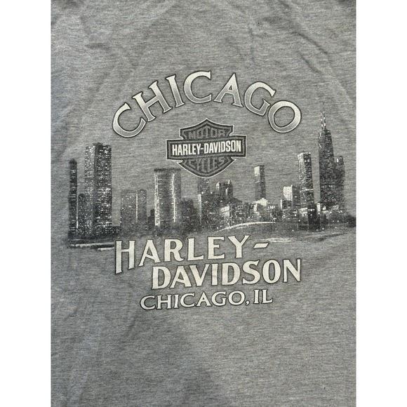 VTG Harley Davidson Sz XL Chicago Illinois Gray Graphic Short Sleeve T Tee Shirt - Picture 1 of 8